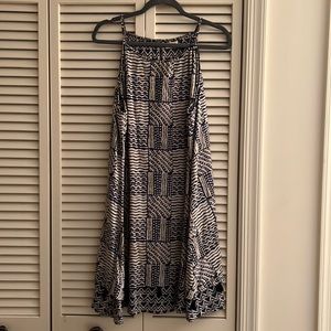 Navy and tan linen dress